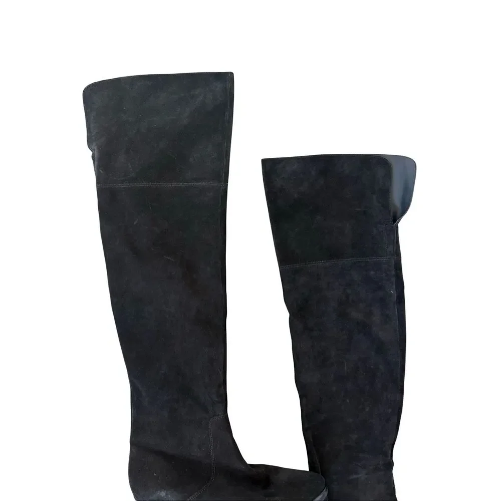 Via Spiga Womens Black Suede Block Heel Sophies Over The Knee Boots Size 8.5